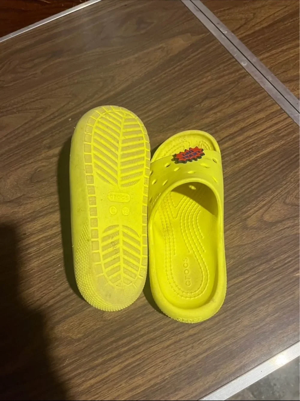 CROCS Kids Bright Yellow Slide Sandals with Play Charms